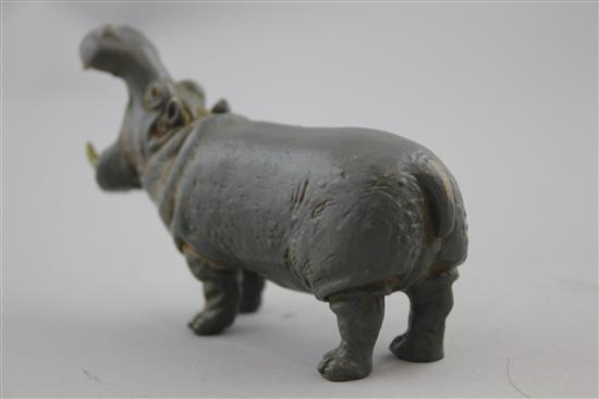 An Austrian Bergman cold painted bronze model of a hippopotamus, 4.5in.